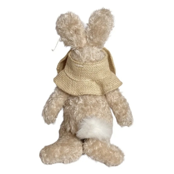 Vintage 90s Tan “Hares in Hats” Rabbit Stuffed Animal Toy Plush Spring Easter - Picture 2 of 5